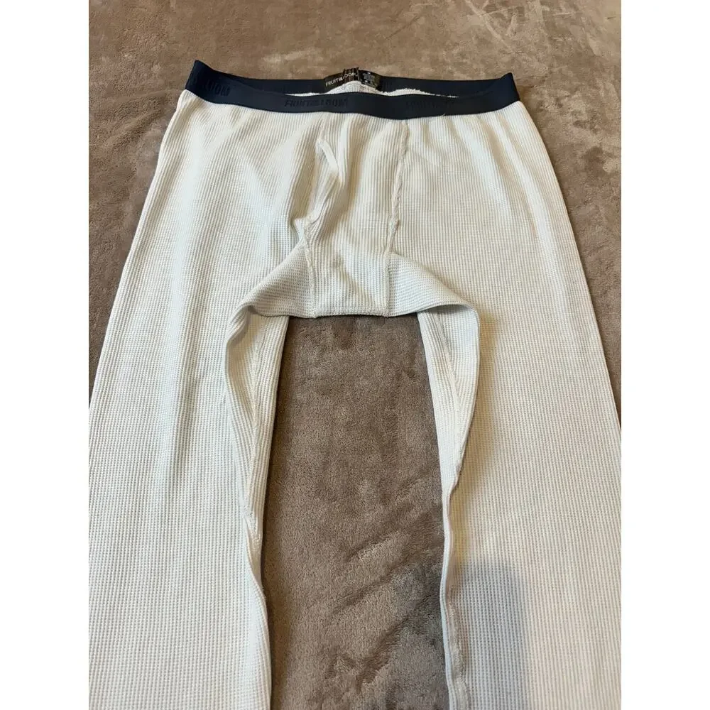 Fruit of the Loom Waffle Thermal Long Johns Pants White Large Men